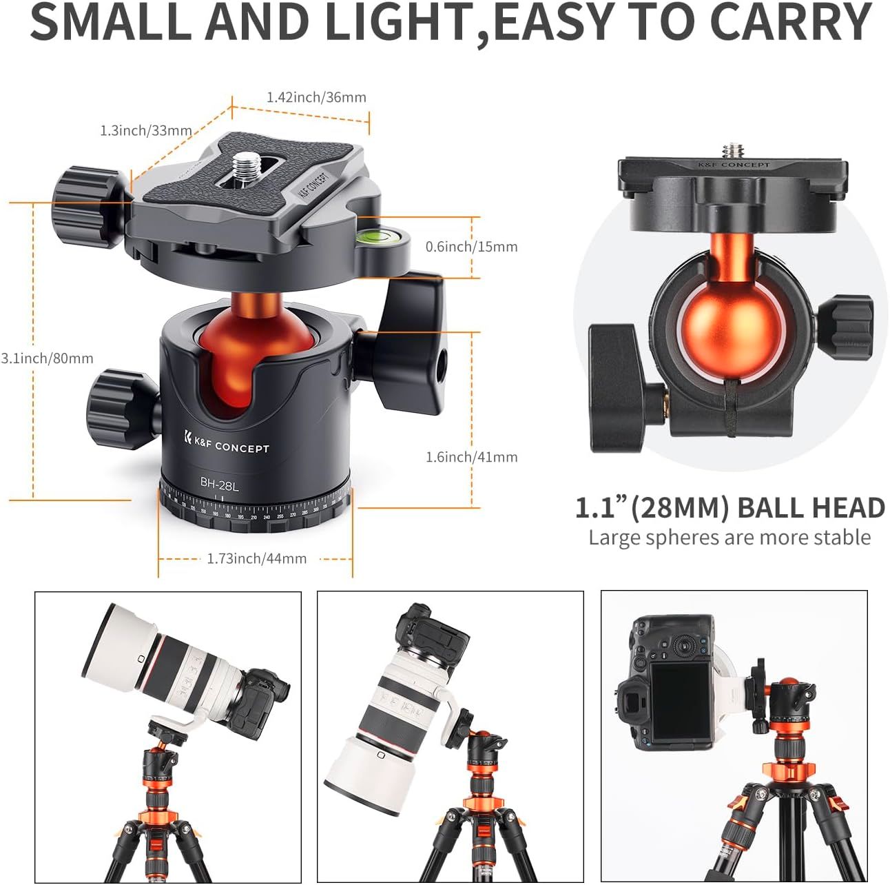 K&F Concept Professional BH-28L Tripod Monopod Ball Head KF31.023V3 - 2